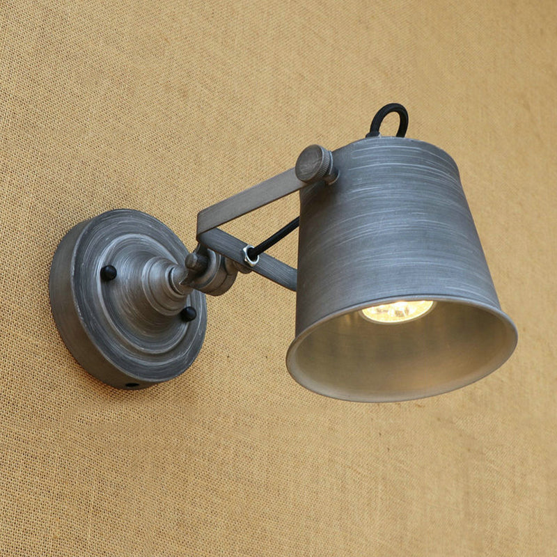 Antik Stil Eimer Wandlicht Wandleuchte 1 Licht Eisen Verstellbare Wandmontierte Lampe in Schwarz/Grau für Außenbereich