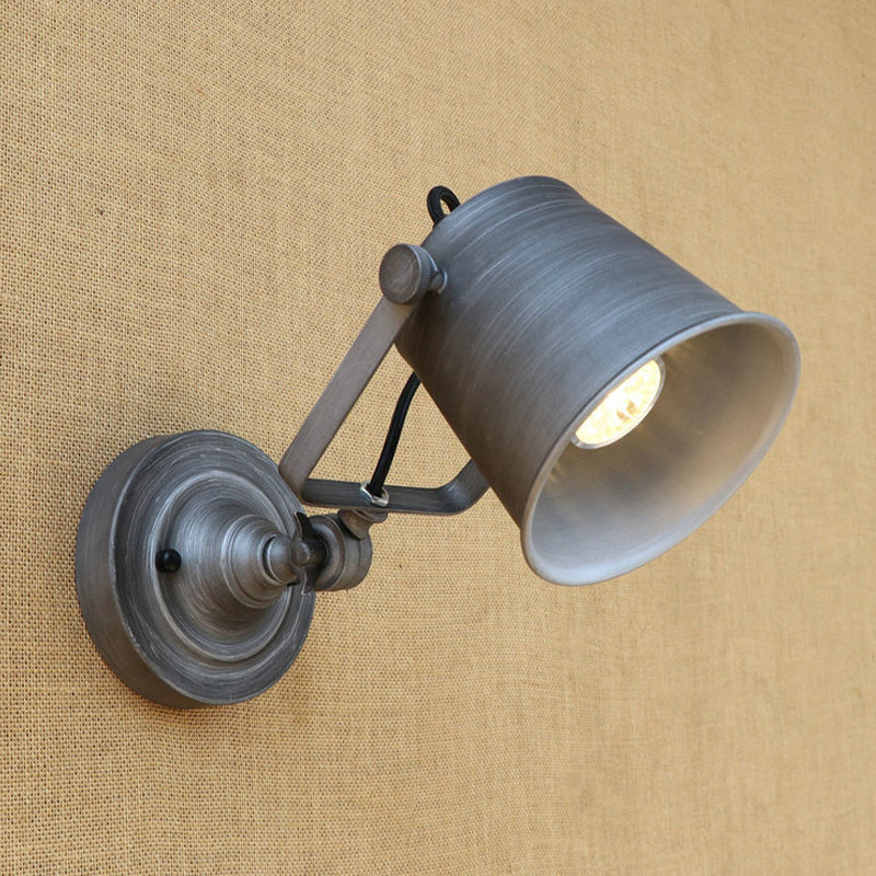 Antik Stil Eimer Wandlicht Wandleuchte 1 Licht Eisen Verstellbare Wandmontierte Lampe in Schwarz/Grau für Außenbereich