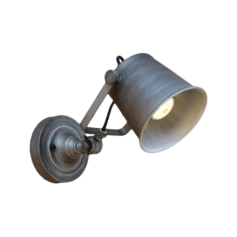 Antik Stil Eimer Wandlicht Wandleuchte 1 Licht Eisen Verstellbare Wandmontierte Lampe in Schwarz/Grau für Außenbereich