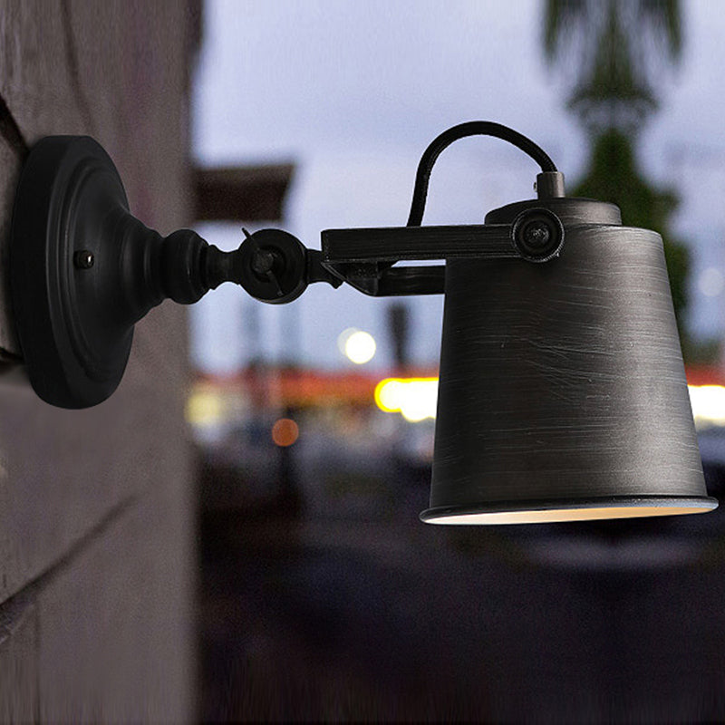 Antik Stil Eimer Wandlicht Wandleuchte 1 Licht Eisen Verstellbare Wandmontierte Lampe in Schwarz/Grau für Außenbereich