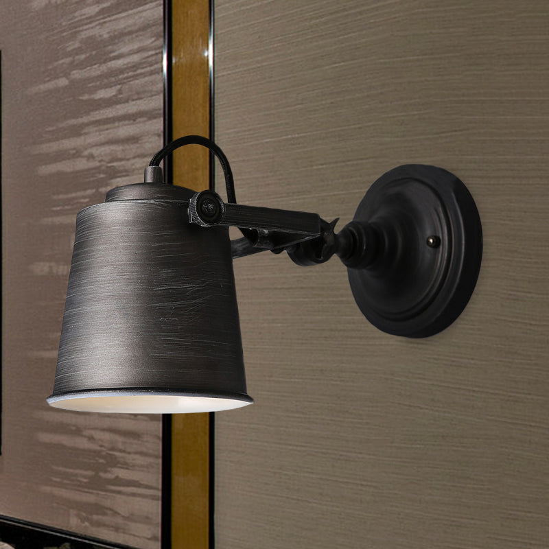 Antik Stil Eimer Wandlicht Wandleuchte 1 Licht Eisen Verstellbare Wandmontierte Lampe in Schwarz/Grau für Außenbereich
