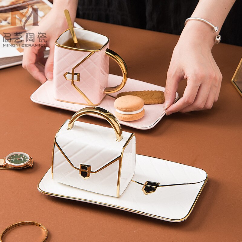 Keramische Kaffeetasse Untertasse Löffel Set