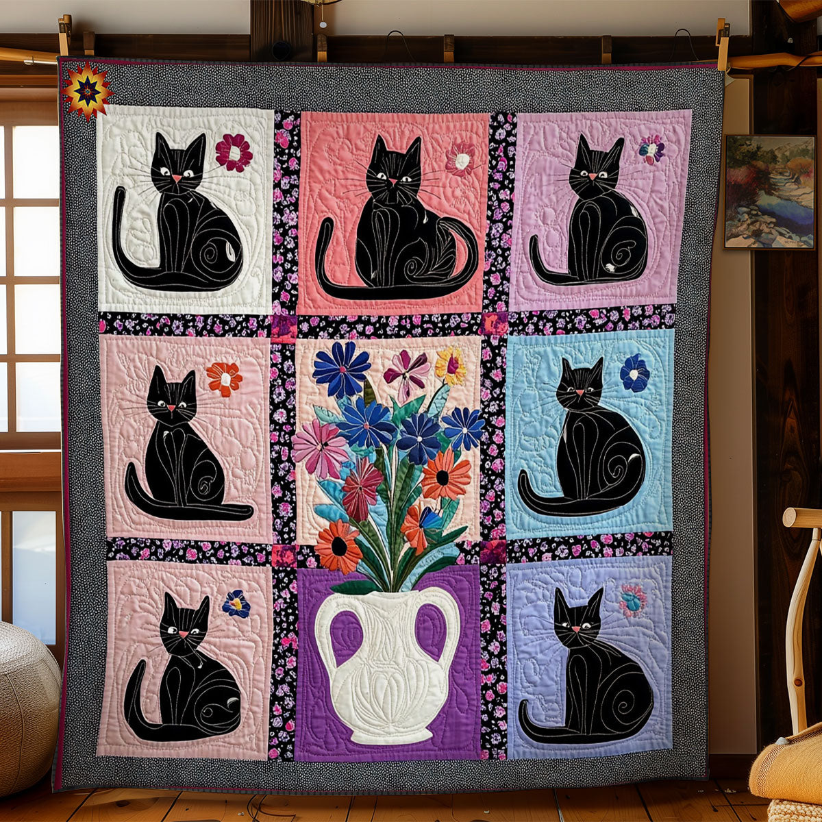Schwarze Katze Quilt