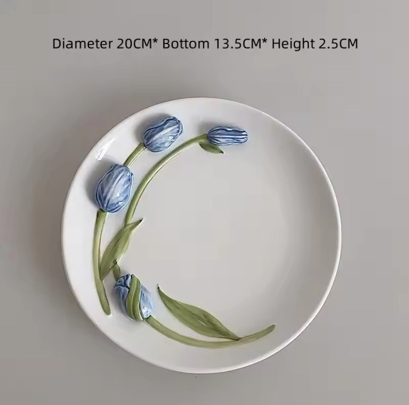 Tulpe 3D Fairycore Keramiktasse und Teller Set