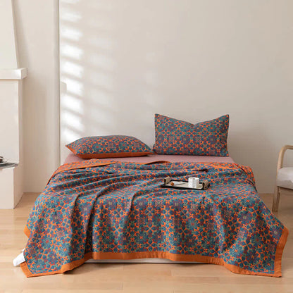 & Blaues Muster Sechs-lagiges Baumwoll-Quilt - TerraLoom