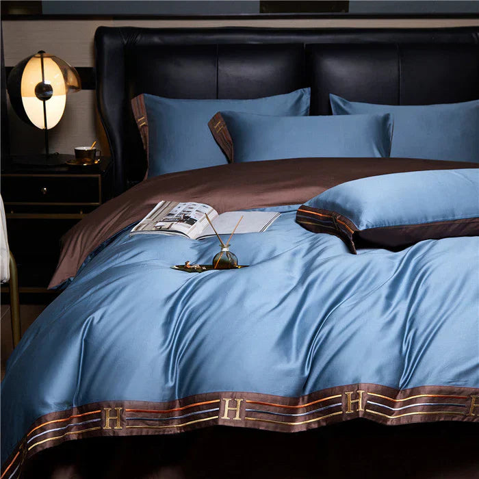 Sandsberg | Satin Katoen Geborduurde Bedding Set - Luxora