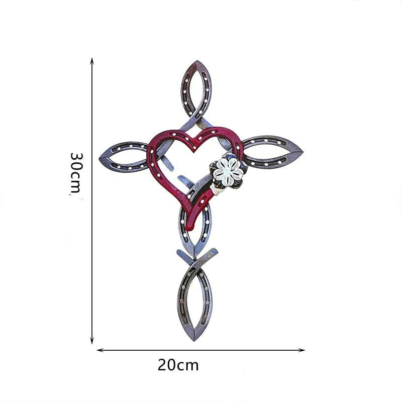 Natürlicher Hufeisen-Kreuz mit Herz
