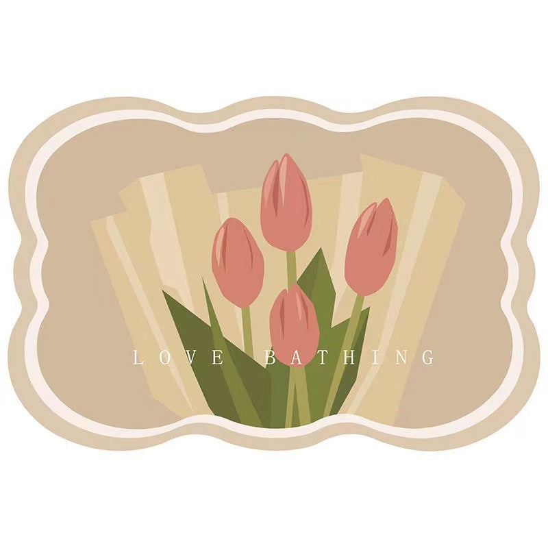 Sandsberg | Super absorbierende Blumen-rutschfeste Matte für das Badezimmer