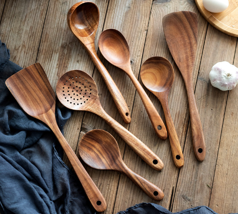 Teak-Utensilien-Set, 7-teilig