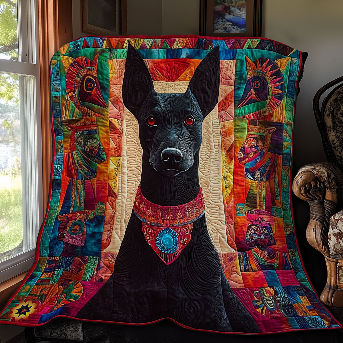 Schwarzer Hund Quilt