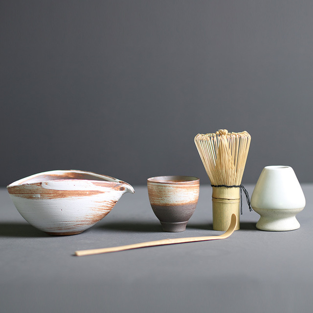 Premium Matcha Tee Zeremonie Set – Bambus Besen & Keramikschüssel