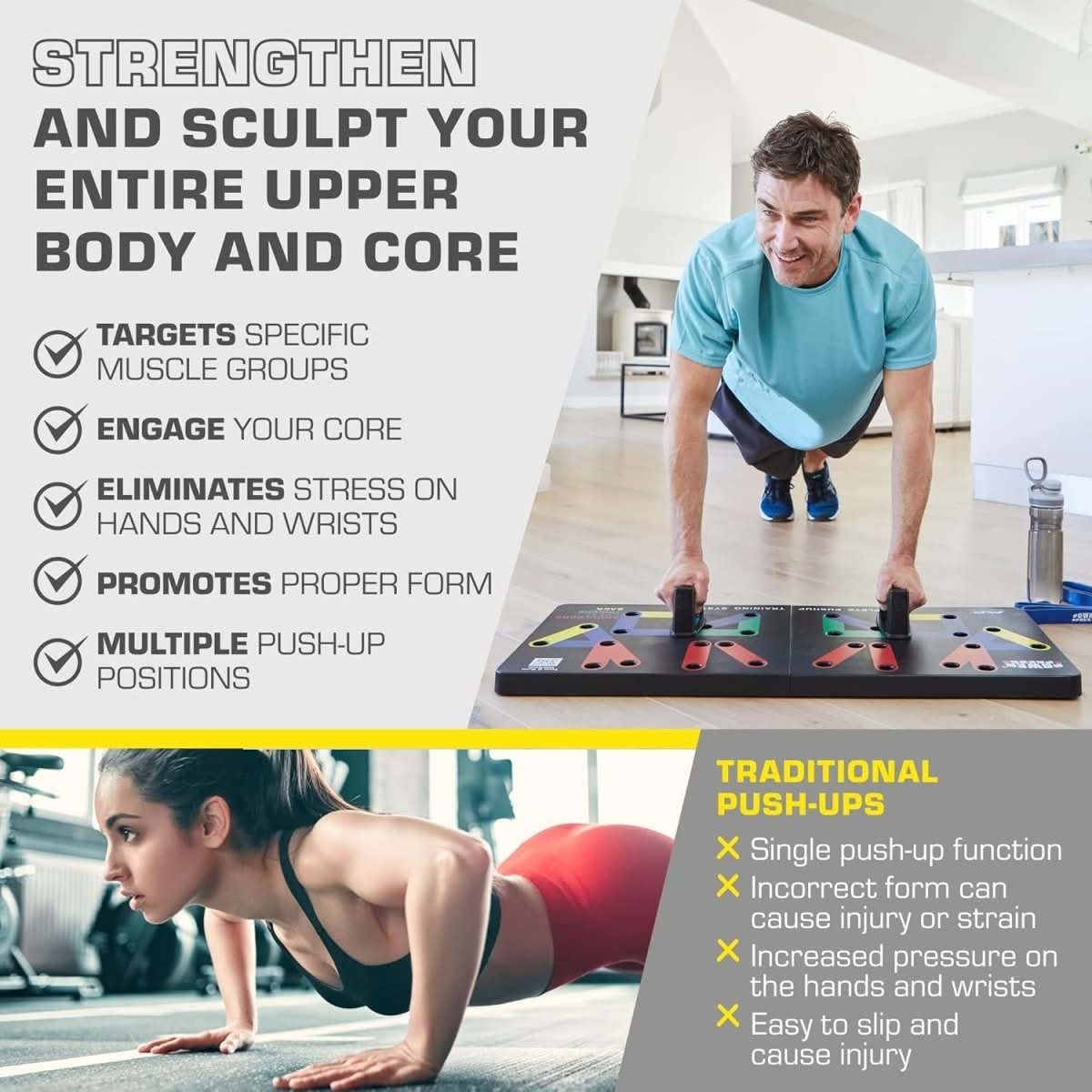 Sandsberg | Faltbares Liegestützbrett mit 30 Trainingspositionen für gezieltes Muskeltraining