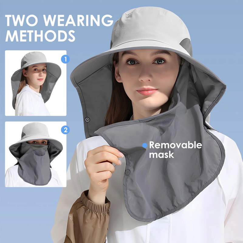 Sandsberg | UPF 50+ Sonnenschutzhut mit Nackenklappe, Bucket Hat Nylon Angelhut