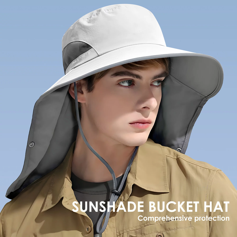 Sandsberg | UPF 50+ Sonnenschutzhut mit Nackenklappe, Bucket Hat Nylon Angelhut