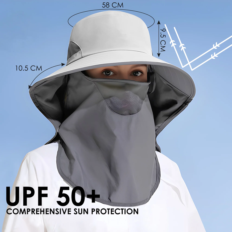 Sandsberg | UPF 50+ Sonnenschutzhut mit Nackenklappe, Bucket Hat Nylon Angelhut