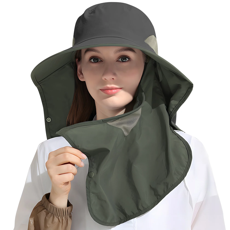 Sandsberg | UPF 50+ Sonnenschutzhut mit Nackenklappe, Bucket Hat Nylon Angelhut