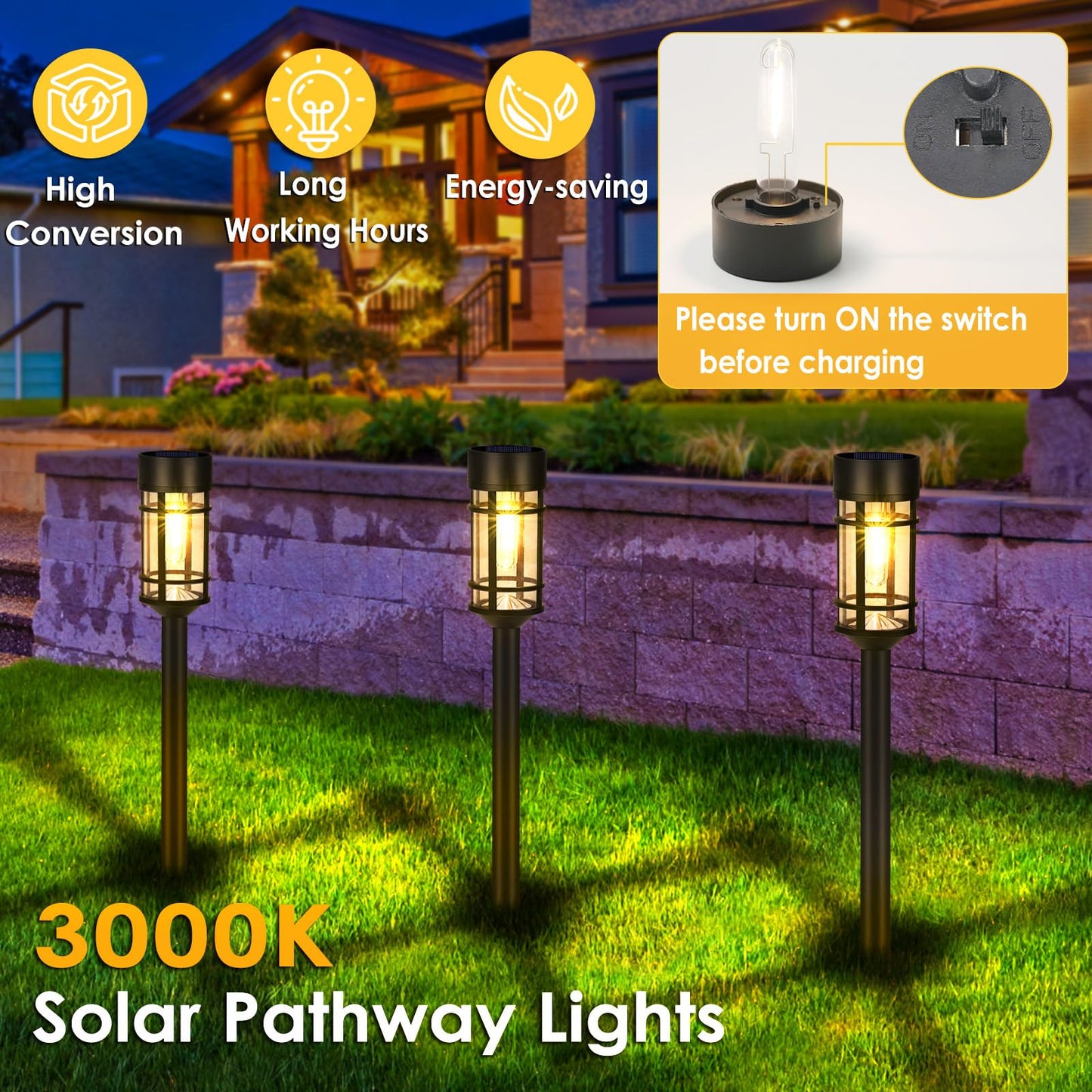 Sandsberg | Mancra 8er-Pack solarbetriebene Gartenleuchten - wasserdichte LED-Gartenlichter für Garten und Einfahrt, 3000K