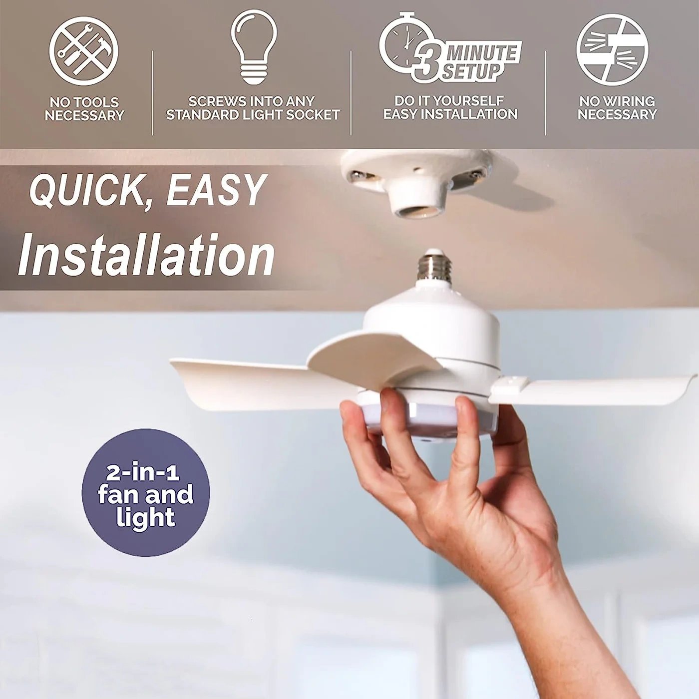 2-IN-1 TRAGFÄHIGER DECKENVENTILATOR & LICHT mit Fernbedienung