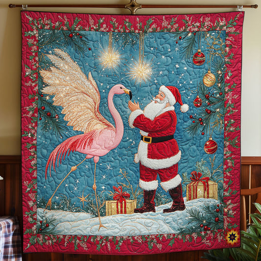 Flamingo und Weihnachtsmann Quilt