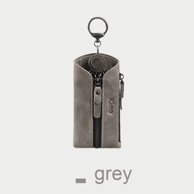 Sandsberg | 7-in-1 tragbare Leder-Schlüsseltasche mit Reißverschluss-Münzgeldbörse, für Männer & Frauen