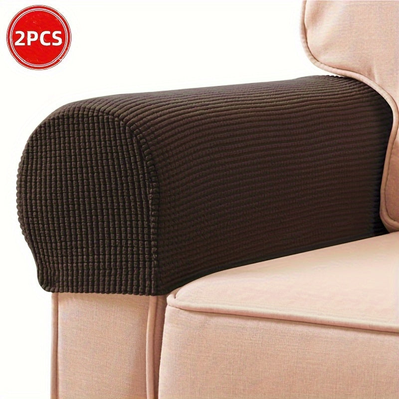 2pcs/Set Stretch Armlehnenbezüge – Spandex-Armbezüge für Stühle, Couch und Sofa – Elastische Karomuster-Sesselbezüge für Wohnzimmer Wohnkultur