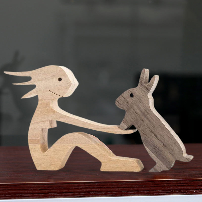 Sandsberg | Geschenk für Tierliebhaber - Holzskulptur Tischornamente - Die Liebe zwischen Ihnen und Ihrem pelzigen Freund