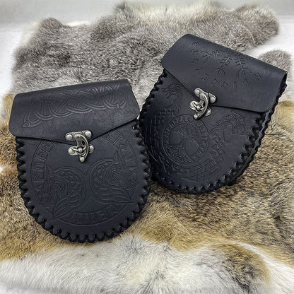 mittelalterliche nordische Gürteltasche aus geprägtem Leder