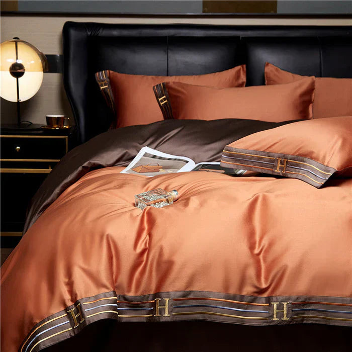 Sandsberg | Satin Katoen Geborduurde Bedding Set - Luxora
