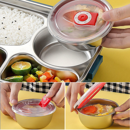 Sandsberg | Lunchbox aus Edelstahl – Innen aus Edelstahl – 3 oder 4 Fächer mit Suppenschüssel – Uhr