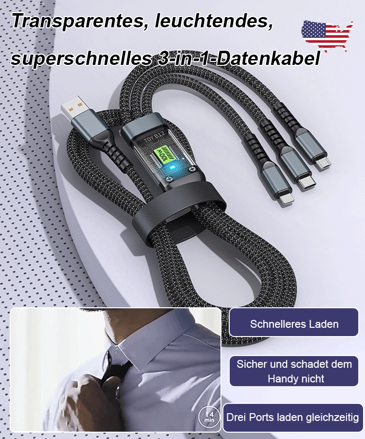 Sandsberg 3-in-1-Schnellladekabel