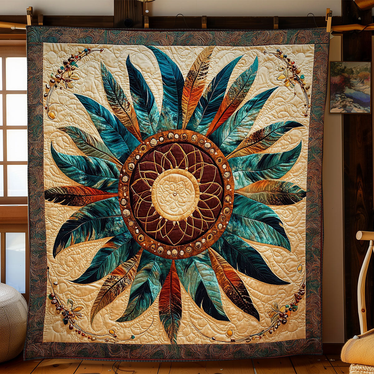 Schöner Feder Traumfänger Quilt