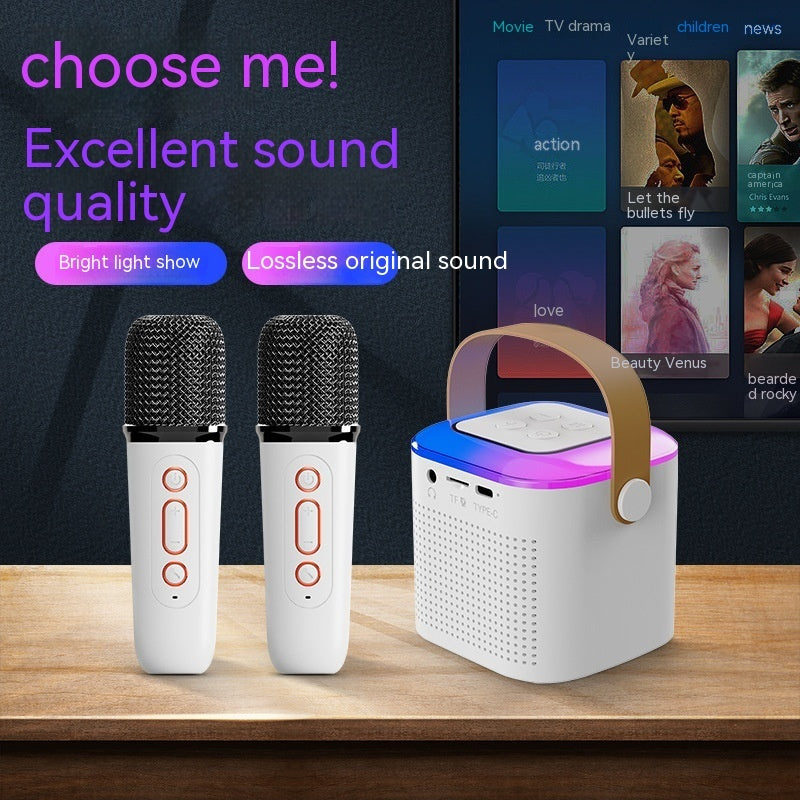 Karaoke-Maschine mit kabellosen Mikrofonen.