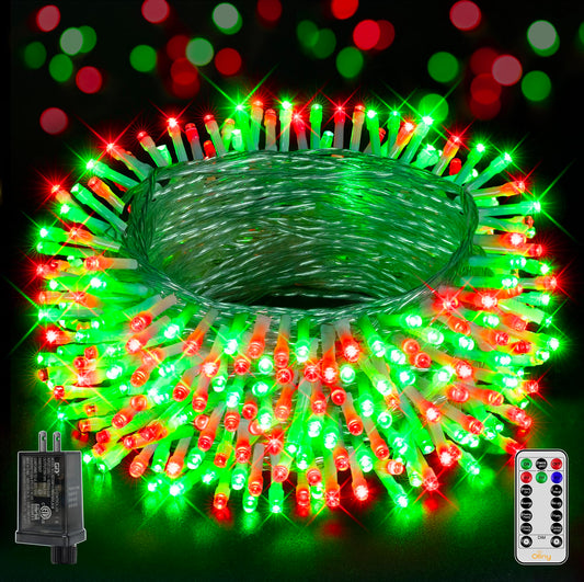 Sandsberg | Ollny Weihnachtslichter Außen 800LED 262Ft, Rot und Grün Stecker Fairy Lights mit Fernbedienung, 8 Modi wasserdicht Timer dimmbare LED Lichterkette für Innen Haus Außen Schlafzimmer Terrasse Balkon