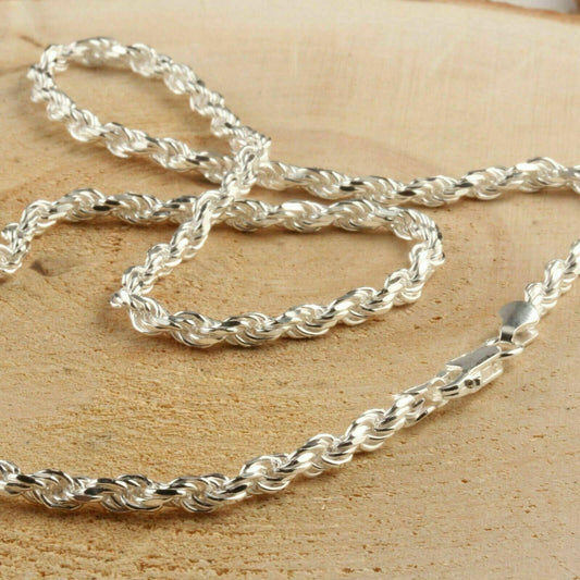 Sandsberg | 925 Sterling Silber diamantgeschliffene Seil-Halskette 3,5MM