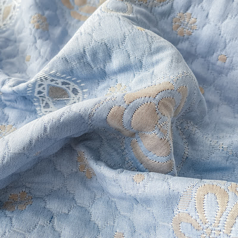 Bequeme, atmungsaktive Steppdecke aus Baumwollgaze mit Blumenmuster
