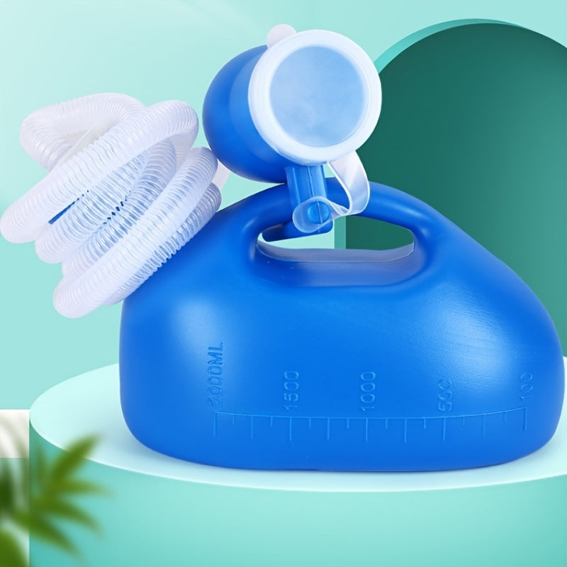 Notfallurinal für Männer – Tragbares Urinal für das Auto mit 2.0l Kapazität, Trichter, Rohr, Abdeckung und Skala, Ideal für ältere Menschen und Patienten