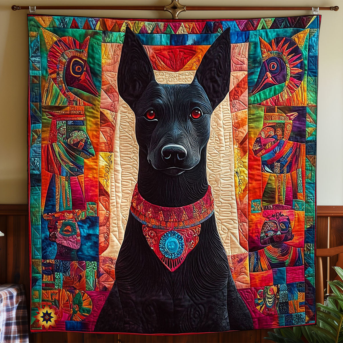 Schwarzer Hund Quilt