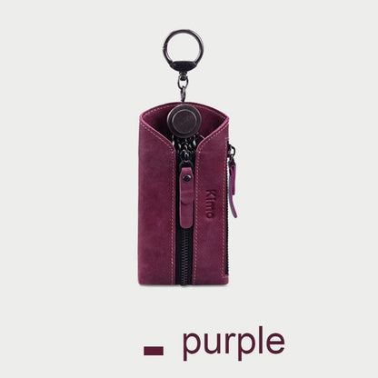 Sandsberg | 7-in-1 tragbare Leder-Schlüsseltasche mit Reißverschluss-Münzgeldbörse, für Männer & Frauen