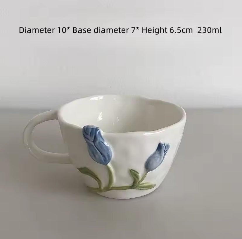 Tulpe 3D Fairycore Keramiktasse und Teller Set