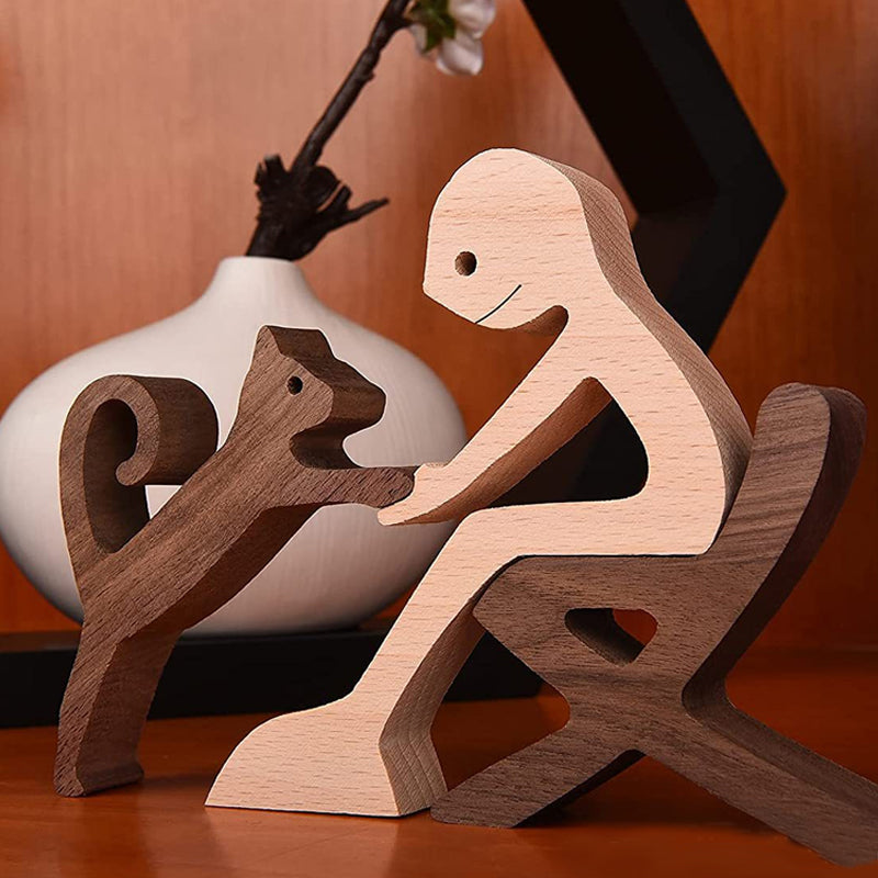 Sandsberg | Geschenk für Tierliebhaber - Holzskulptur Tischornamente - Die Liebe zwischen Ihnen und Ihrem pelzigen Freund