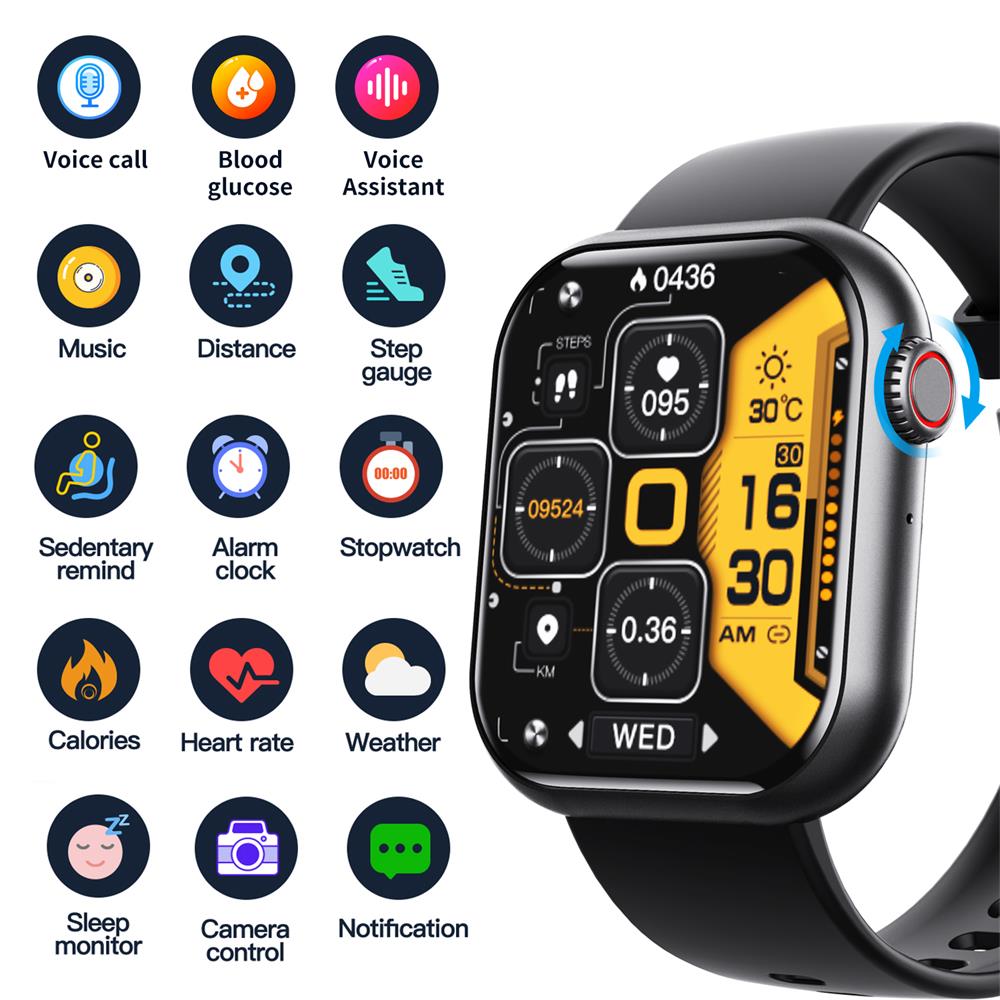 Sandsberg | Blutzucker Blutdruck Blutsauerstoff Schlafmonitor Wasserdichte Smartwatch