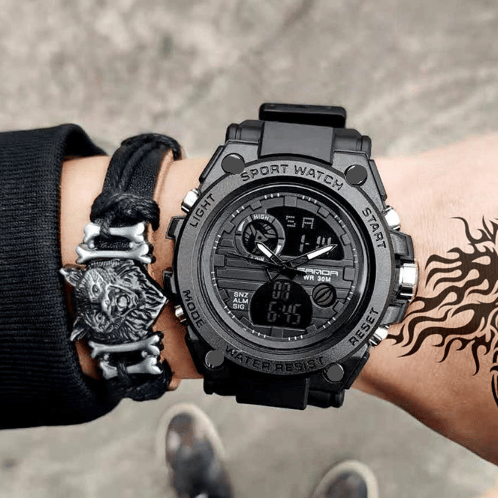 ⌚Sportliche Dual-Display Mode Multifunktionale wasserdichte leuchtende Herrenarmbanduhr