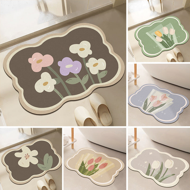 Sandsberg | Super absorbierende Blumen-rutschfeste Matte für das Badezimmer