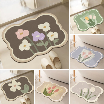 Sandsberg | Super absorbierende Blumen-rutschfeste Matte für das Badezimmer