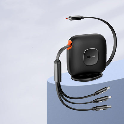 Sandsberg | 3-in-1 ausziehbares drehbares Ladekabel, mit Lightning, Type-C & Micro, für Handys & Tablets