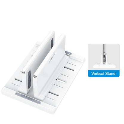 Sandsberg | Vertikaler Laptopständer, mit zusätzlichem Handy-/Tablet-Halter, für Zuhause & Büro