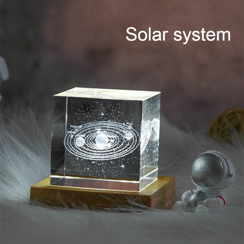 Sandsberg | 3D Galaxy Kristall Glas Würfel mit aufladbarem buntem Lichtbasis, für Geschenk & Wohnkultur