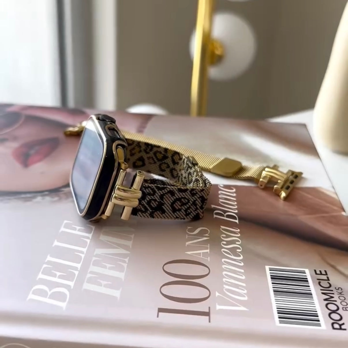 Sandsberg | Luxus Gold Magnetische iWatch Bänder – Leopardenmuster & Mesh Milanese Riemen für Apple Watch