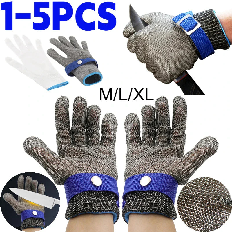 Edelstahl schnittfeste Handschuhe - Anti-Schnitt, Drahtmetallgewebe Handsschutz für Schlachtung, Gartenarbeit und Arbeitssicherheit