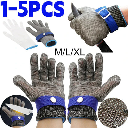 Edelstahl schnittfeste Handschuhe - Anti-Schnitt, Drahtmetallgewebe Handsschutz für Schlachtung, Gartenarbeit und Arbeitssicherheit